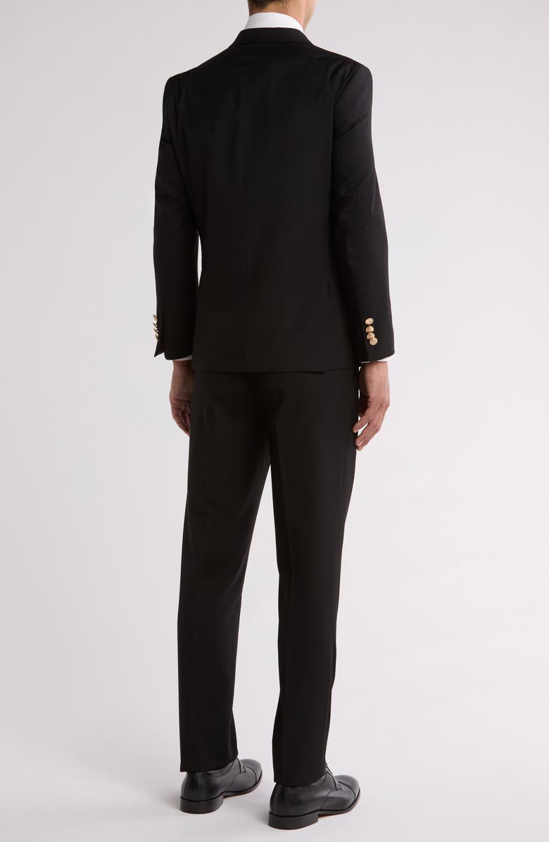 Gino Vitale Slim Fit Solid Double Breasted Suit, Alternate, color, Black