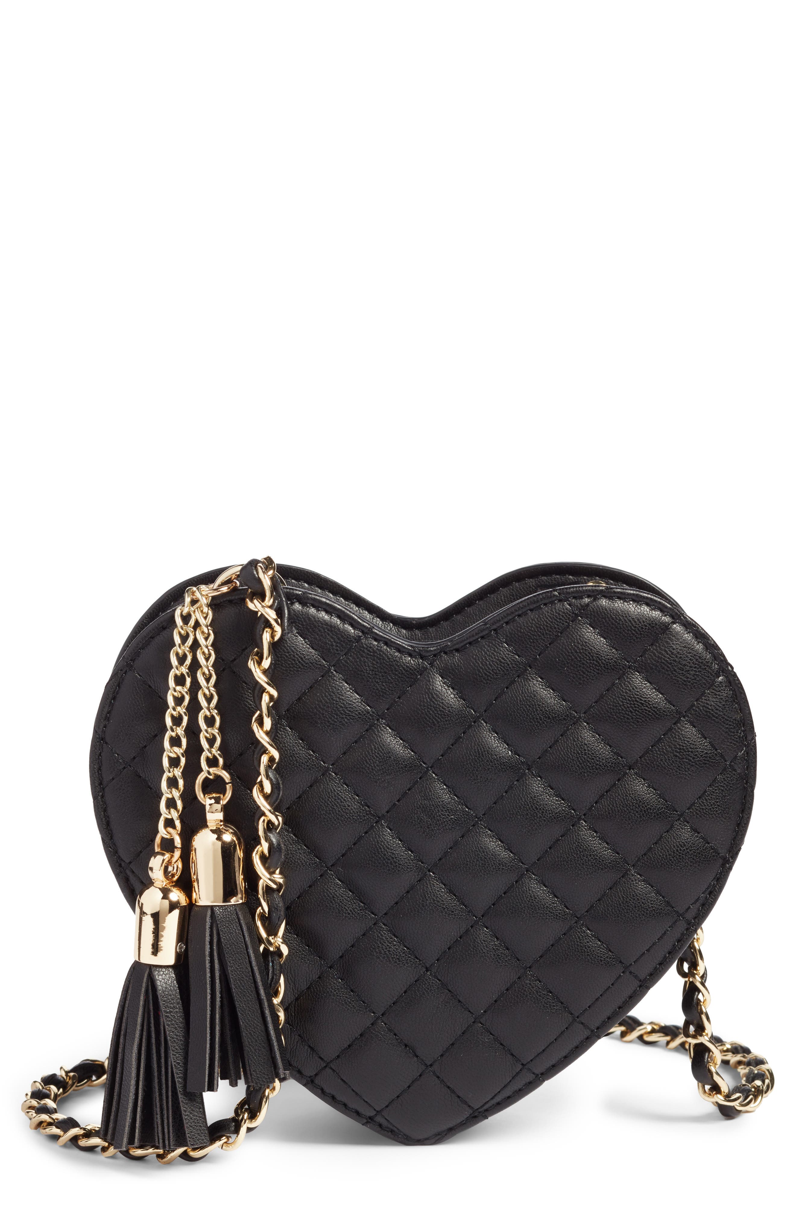 Mali + Lili Quilted Heart Vegan Leather Crossbody Bag, Main, color, 
