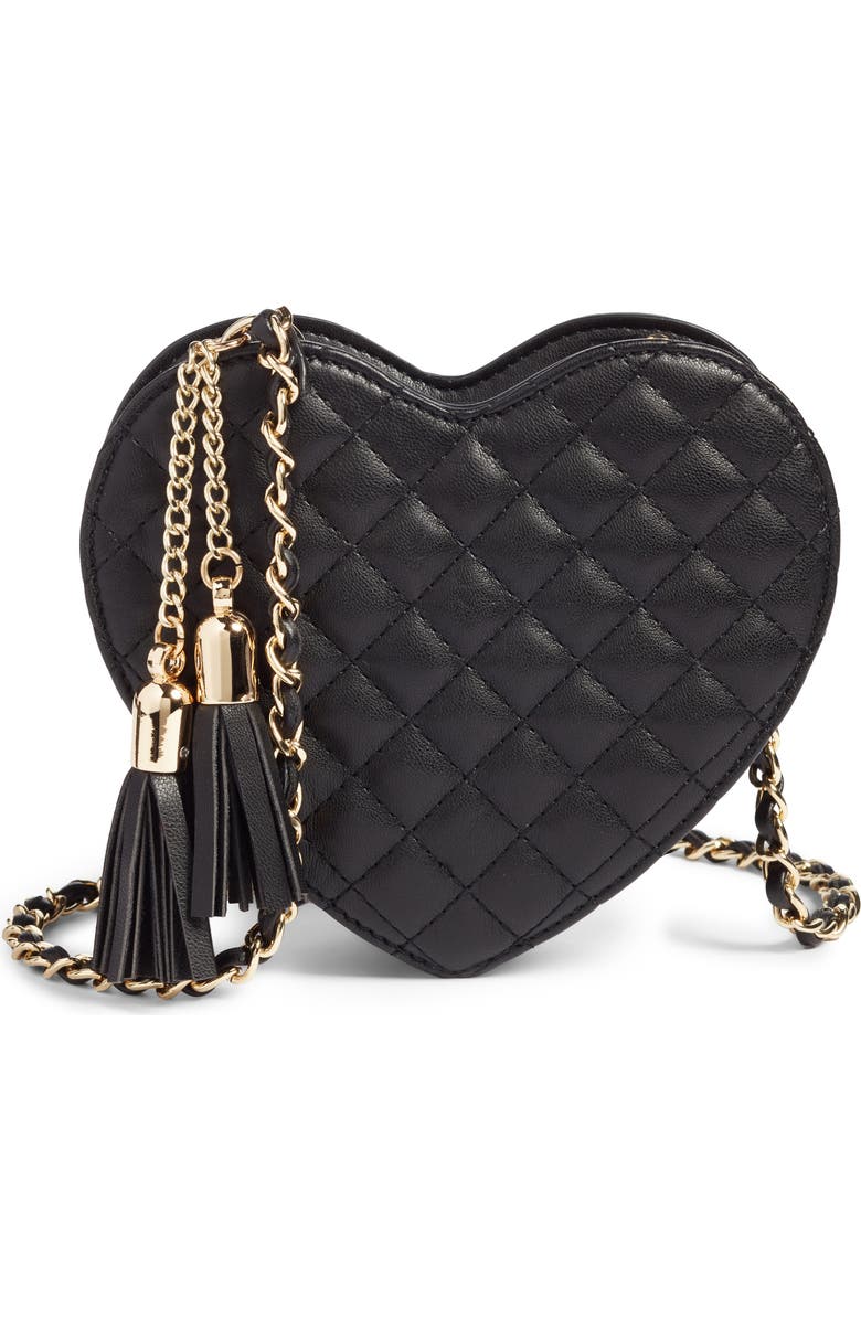 Mali + Lili Quilted Heart Vegan Leather Crossbody Bag, Main, color,