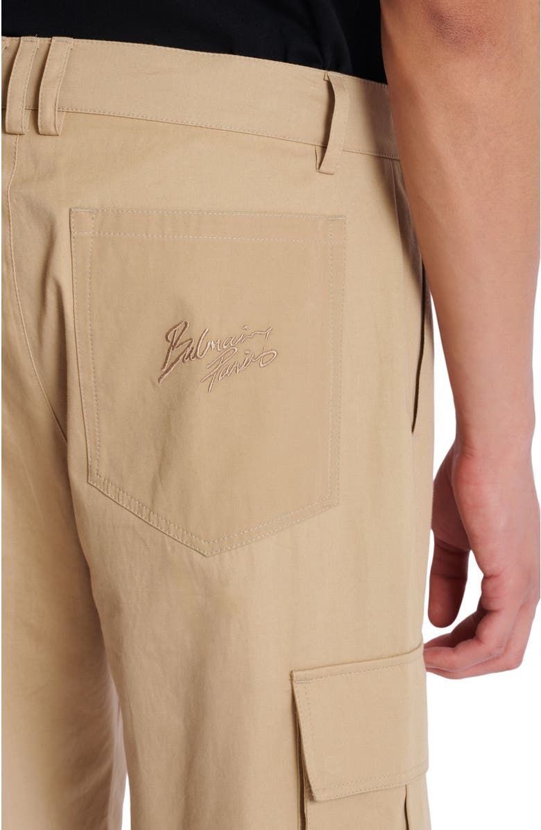 Balmain Cotton canvas cargo Bermuda shorts, Alternate, color, Beige