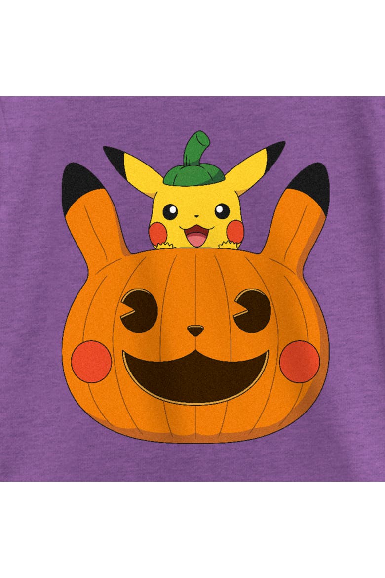 Girl's Pokemon Halloween Pikachu Jack-O'-Lantern  Graphic T-Shirt, Alternate, color, Purple Berry