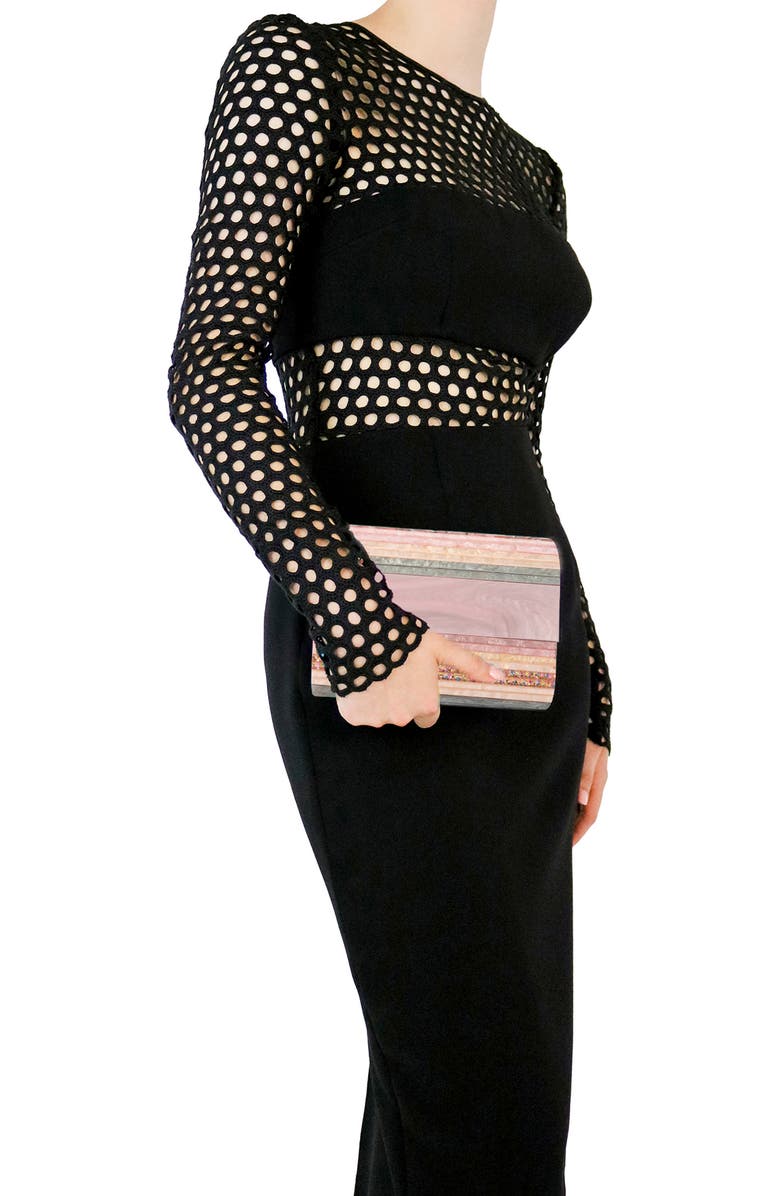 Olga Berg Tacer Acrylic Foldover Clutch, Alternate, color,