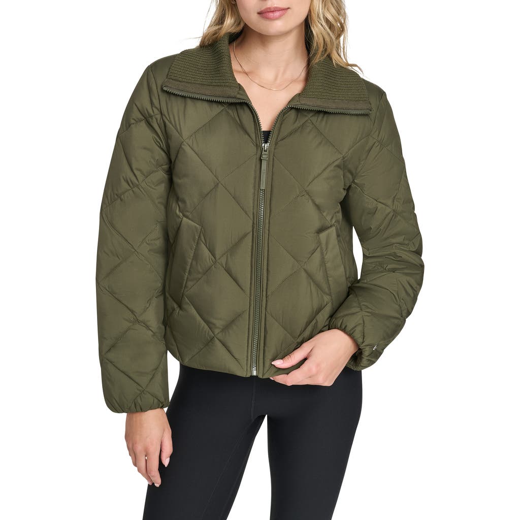 Champion Diamond Quilted Shawl Collar Jacket In Green