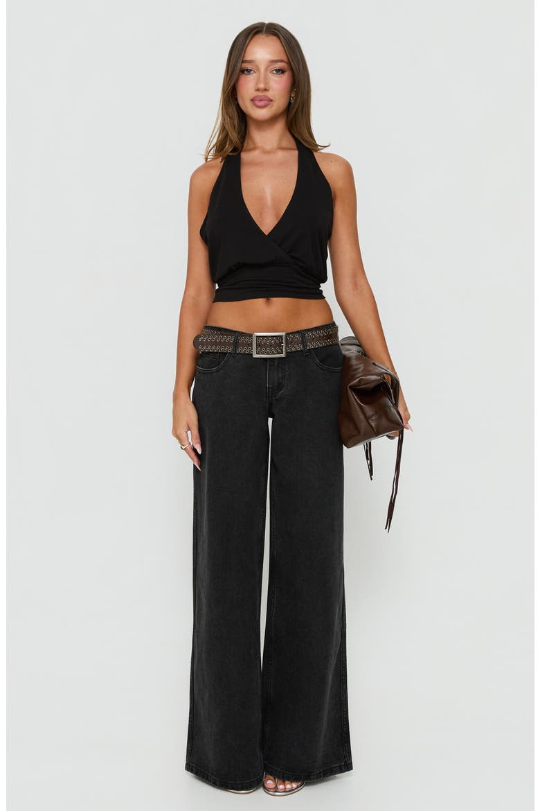 Picco Ultra Low Rise Wide Leg Jeans, Alternate, color, WASHED BLACK