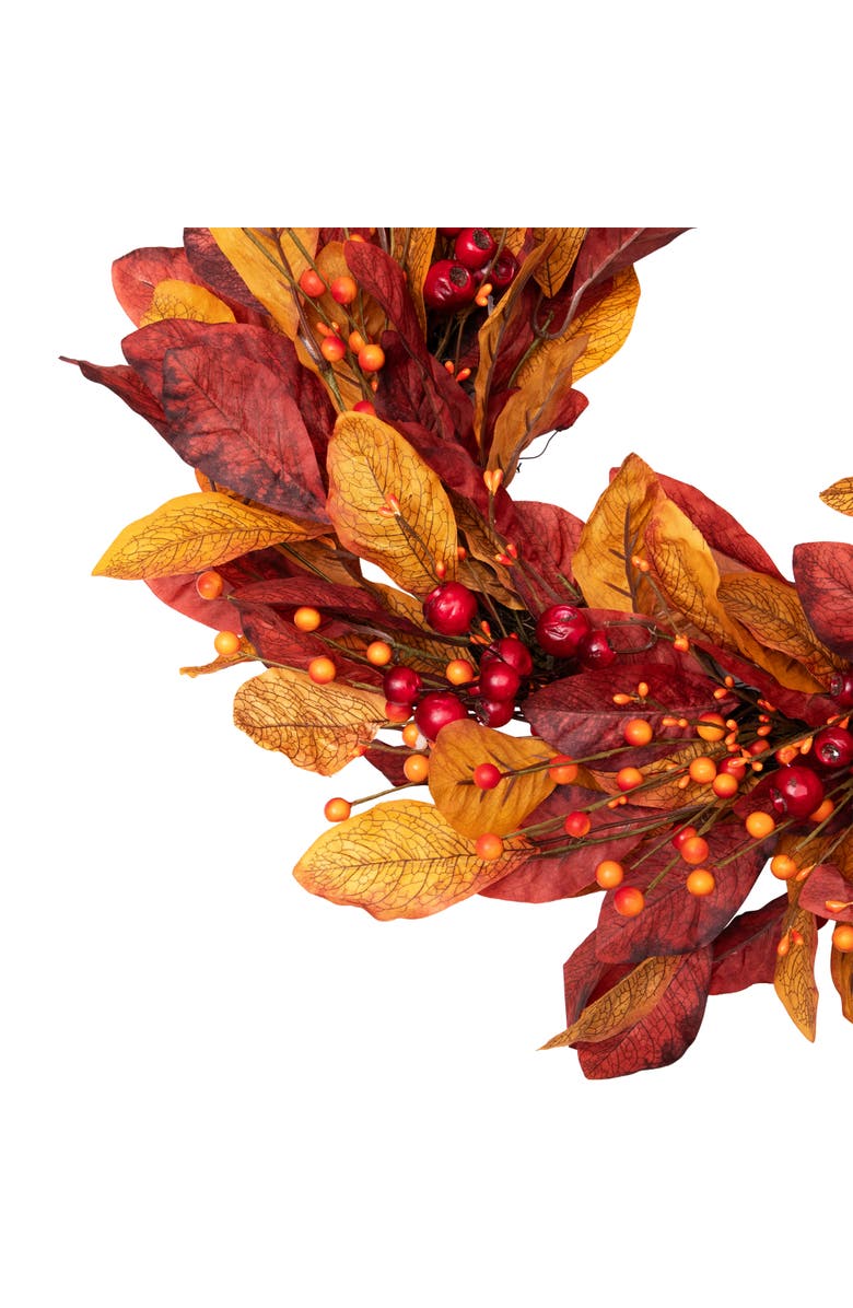 Northlight Berries with Leaves Artificial Fall Harvest Twig Wreath - 24", Alternate, color, 
