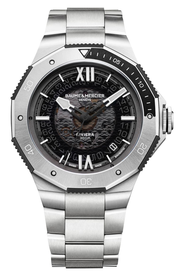 Riviera 10717 Automatic Bracelet Watch, 42mm, Main, color, SMOKED GRAY