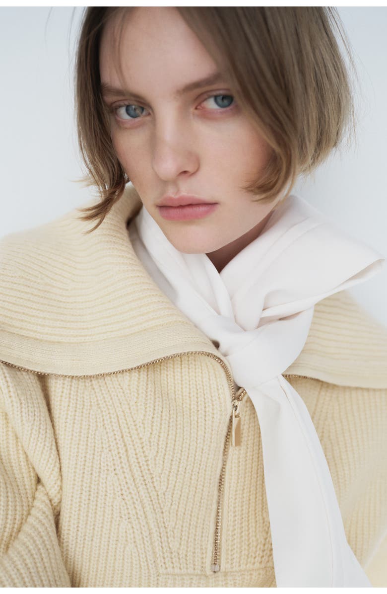 H&M Rib-knit Zip-top Jumper, Alternate, color, Light Yellow