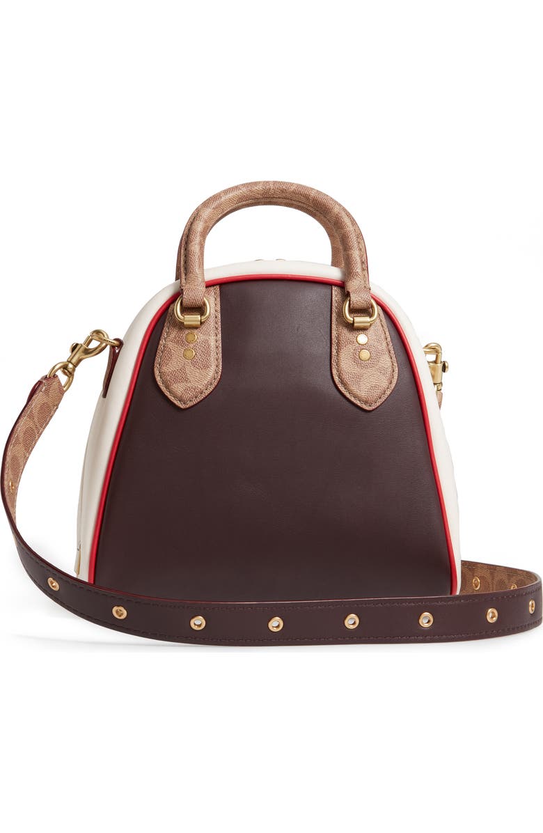 COACH Bowling Bag Leather & Signature Canvas Satchel, Alternate, color,