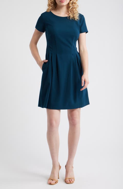 Short Sleeve Pocket Fit & Flare Dress