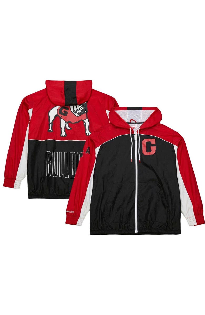 Mitchell & Ness Men's Mitchell & Ness White Georgia Bulldogs Big Shot Premium Full-Zip Windbreaker, Main, color, White