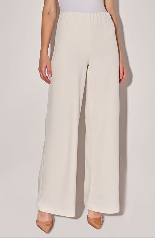 Shop Ming Wang Deco Crepe Wide Leg Pants In White