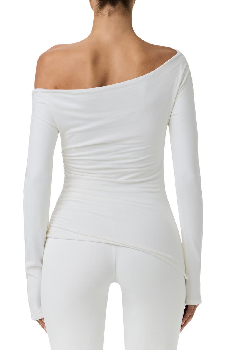 Naked Wardrobe Off the Shoulder Ruched Top, Alternate, color, White