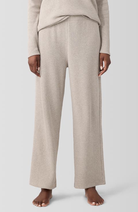 Organic Cotton Waffle Knit Straight Ankle Pants