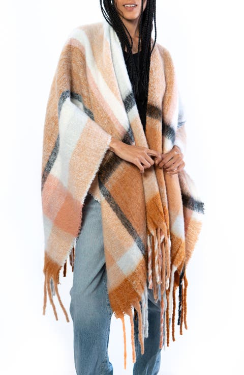 Plaid Fringed Ruana