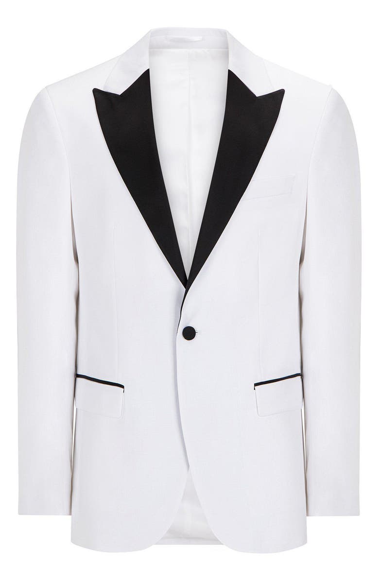 RON TOMSON Peak Lapel Two-Tone Tuxedo Jacket, Alternate, color, White