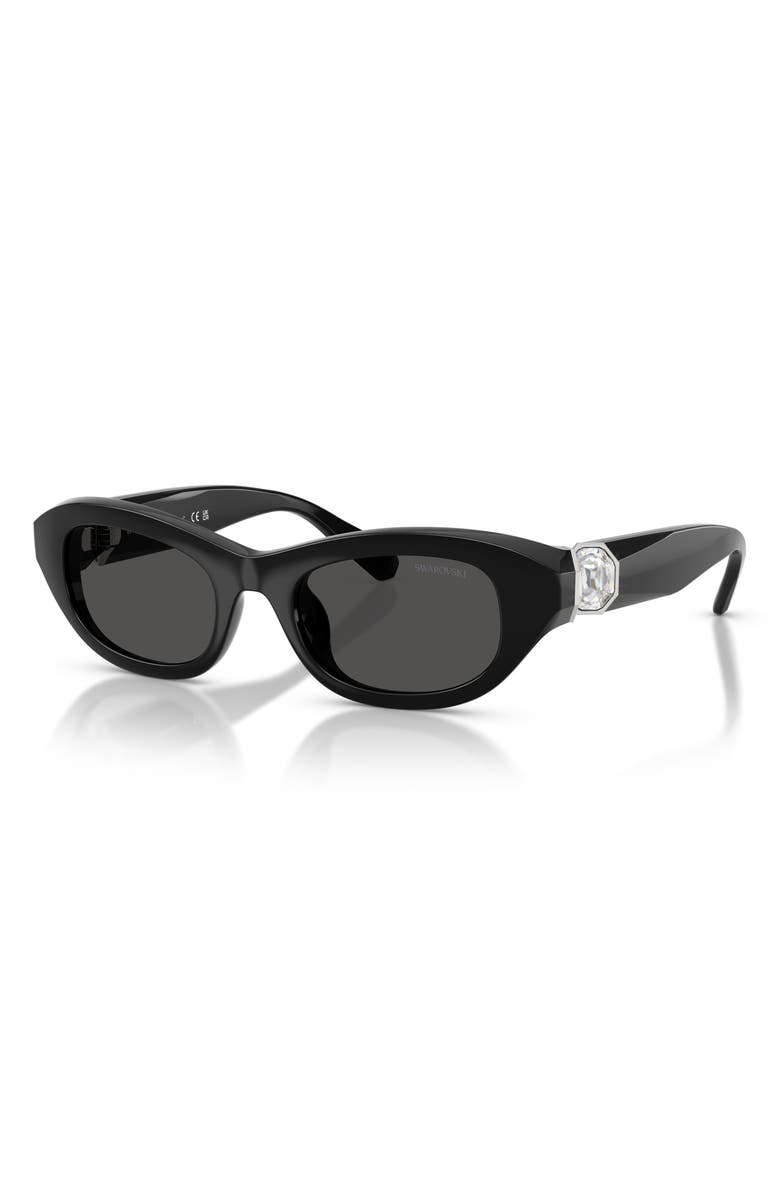 Swarovski 50mm Small Pillow Sunglasses, Alternate, color, Black / Dark Grey