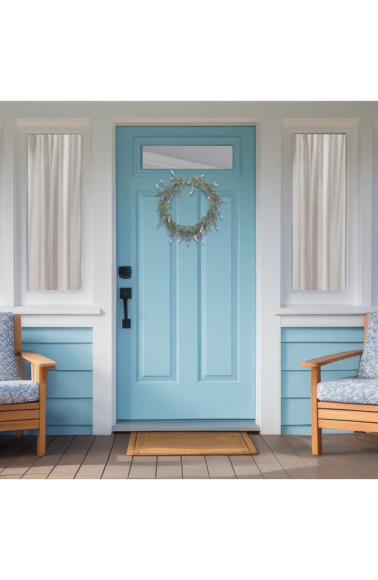 Northlight Pre-Lit Battery Operated Ombre Lavender Spring Wreath - 16" - White LED Lights, Alternate, color, White