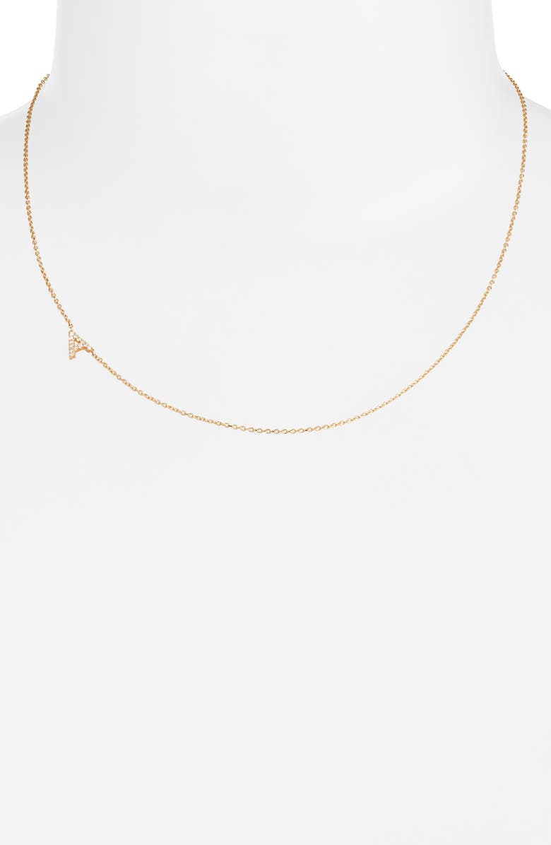 Anzie Love Letter Pavé Diamond Initial Pendant Necklace, Alternate, color, Gold-A