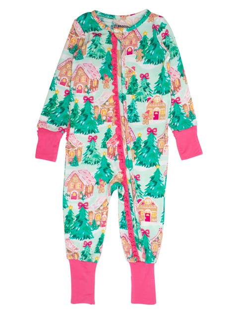 Girls SoftSnooze Holiday Convertible Ruffle One Piece Pajama
