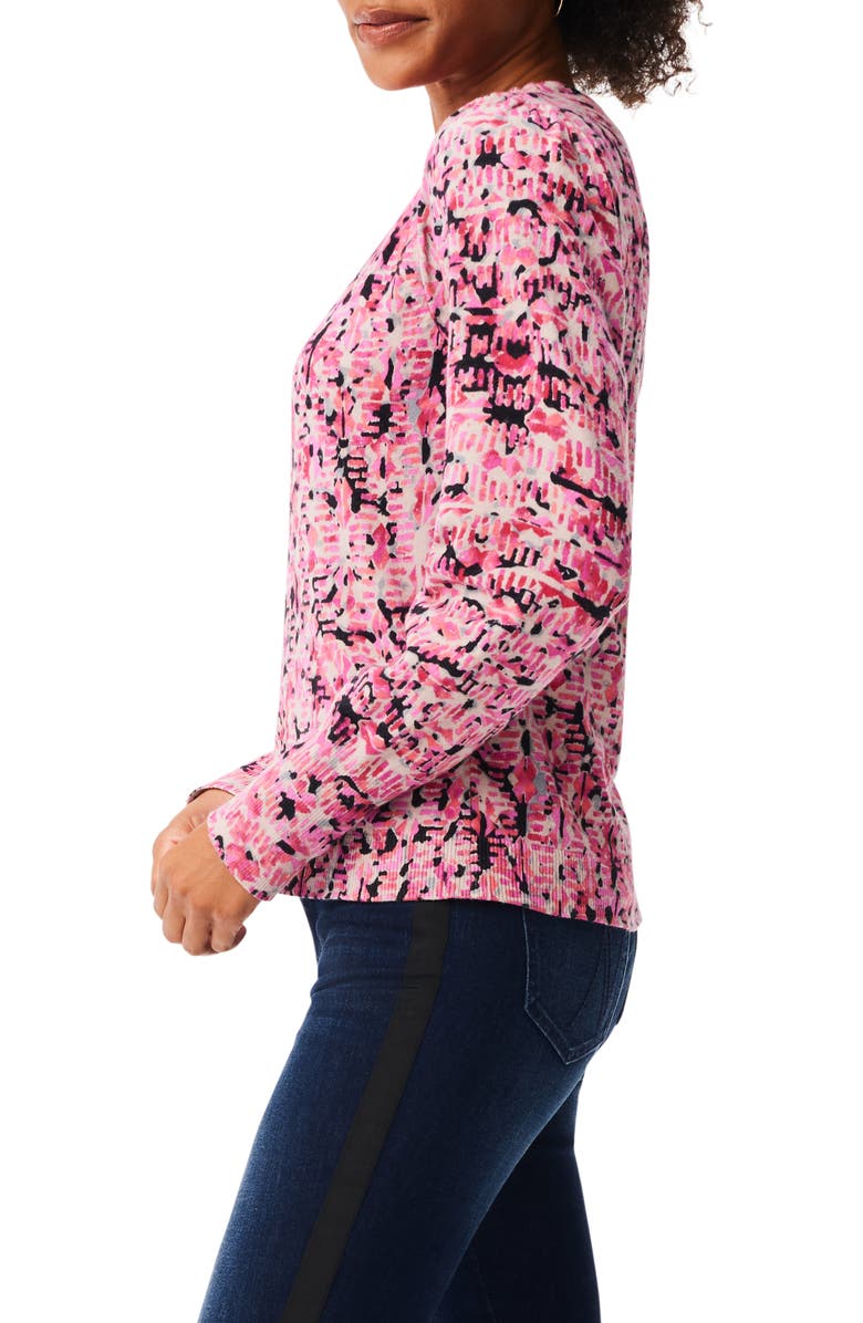 NIC+ZOE Blurred Geometric Mock Neck Sweater, Alternate, color, Pink Multi