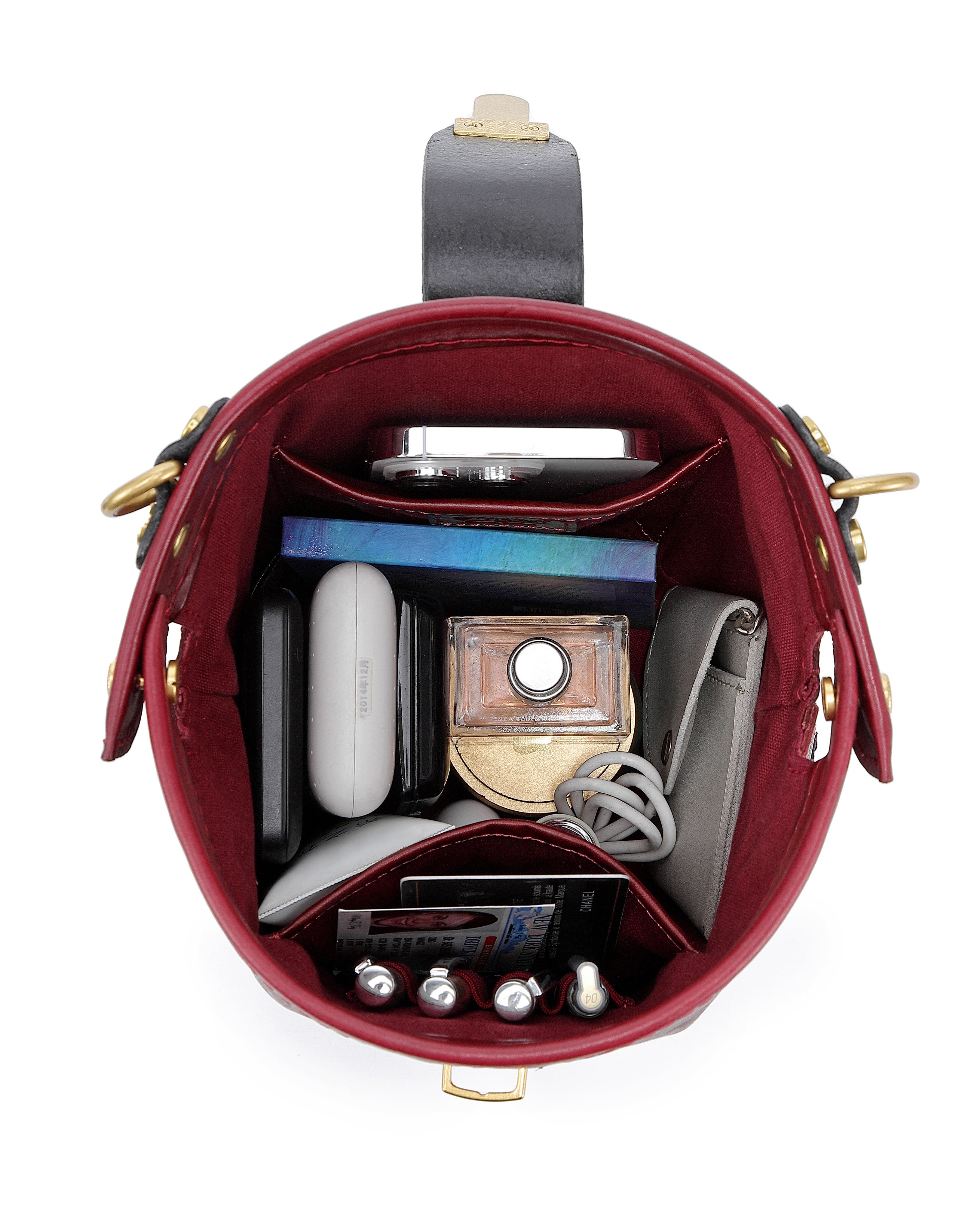 Doctor Genuine Leather Structured Bucket Crossbody, Alternate, color, Red