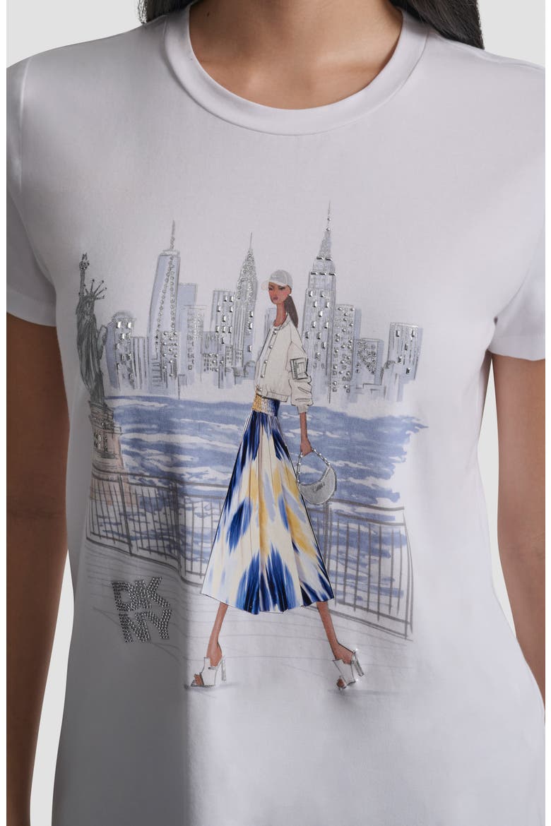 Crystal Embellished Statue of Liberty Conversational Graphic T-Shirt, Alternate, color, WHITE