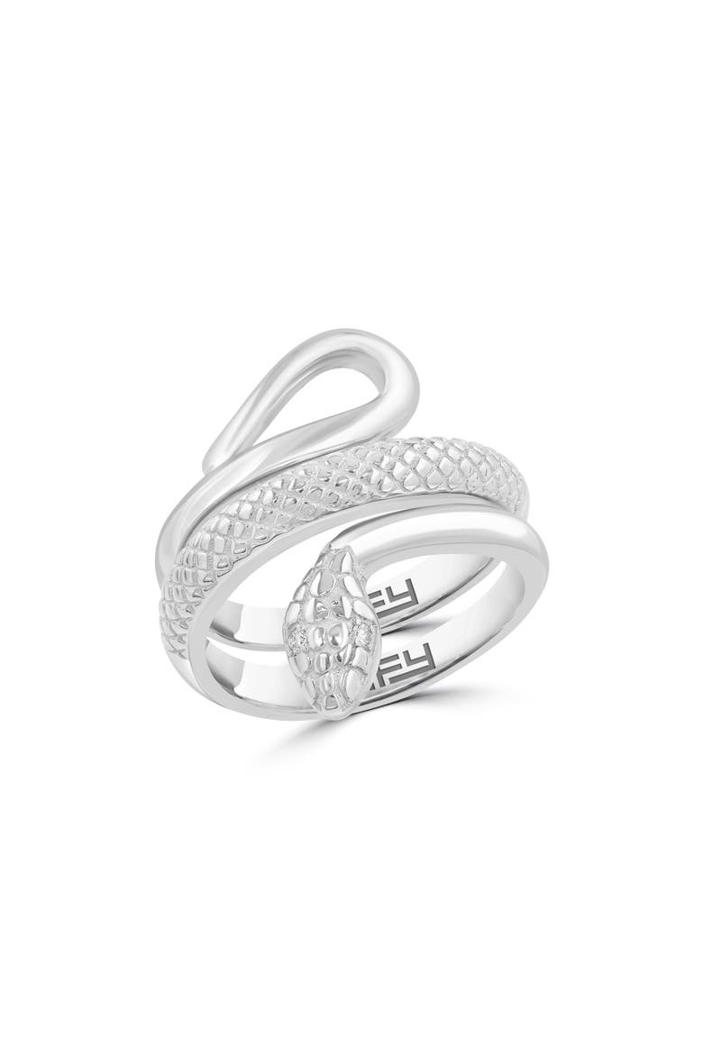 Diamond Snake Ring, Main, color, SILVER