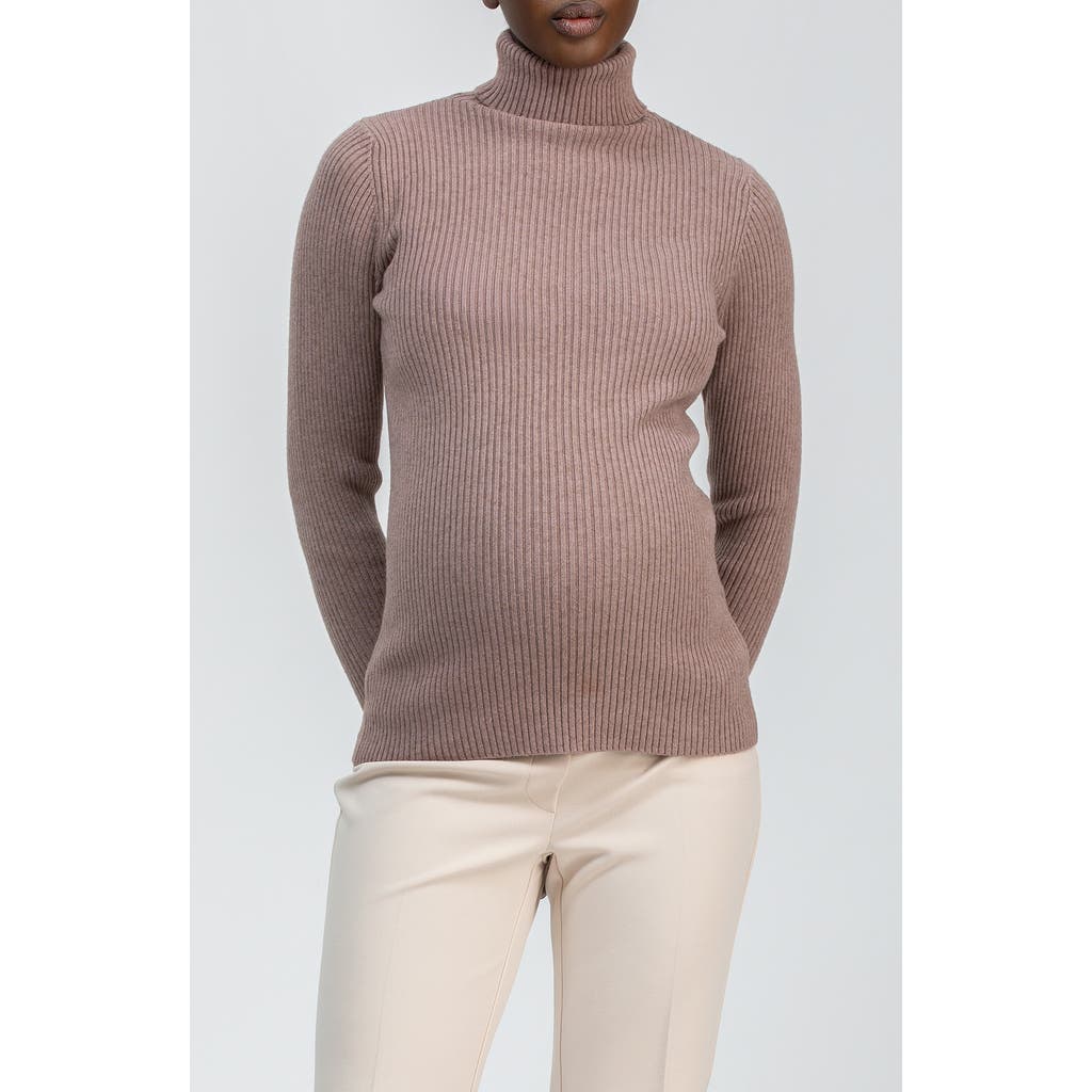 Pietro Brunelli Maternity Aurora Rib Turtleneck Maternity Sweater In Gray