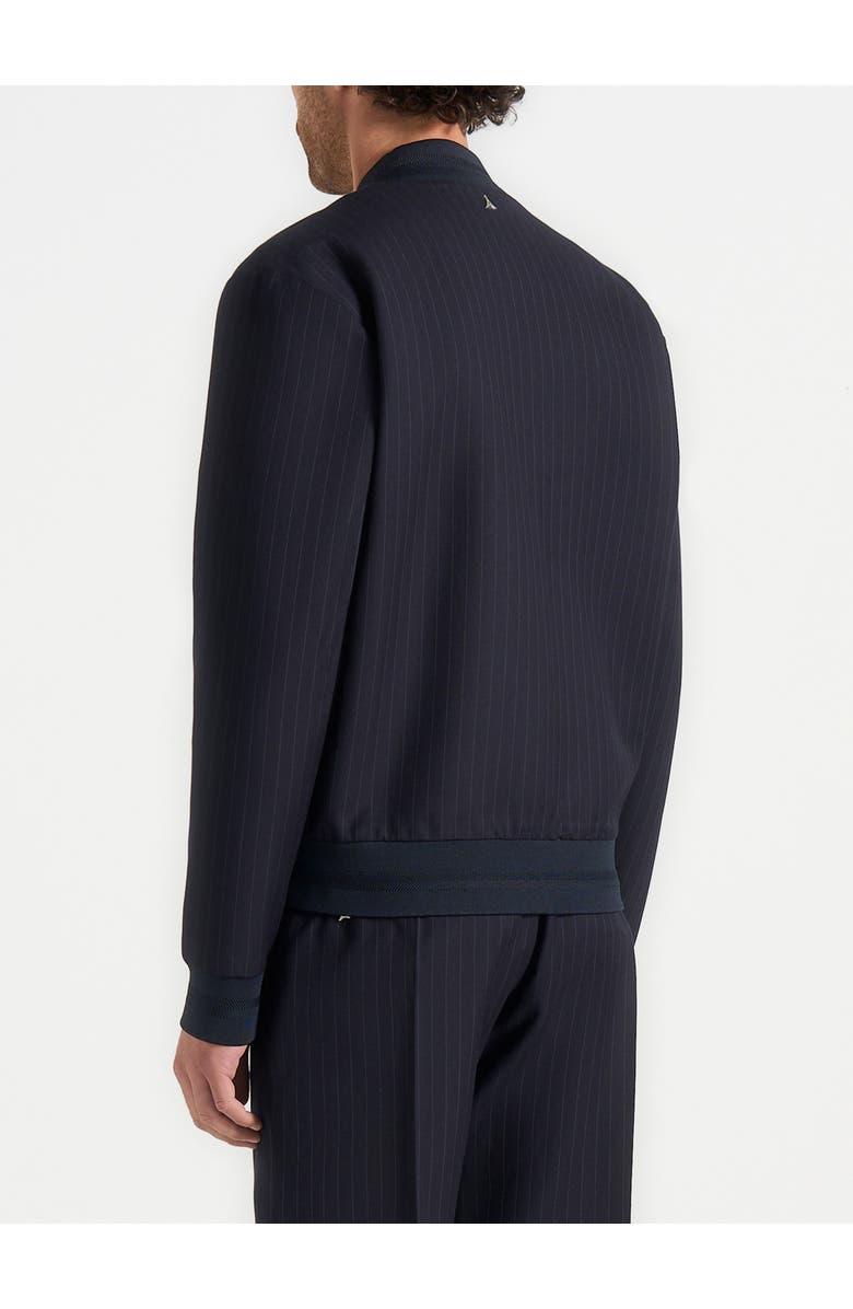 Manière De Voir Savin Pinstripe Bomber Jacket, Alternate, color, Navy