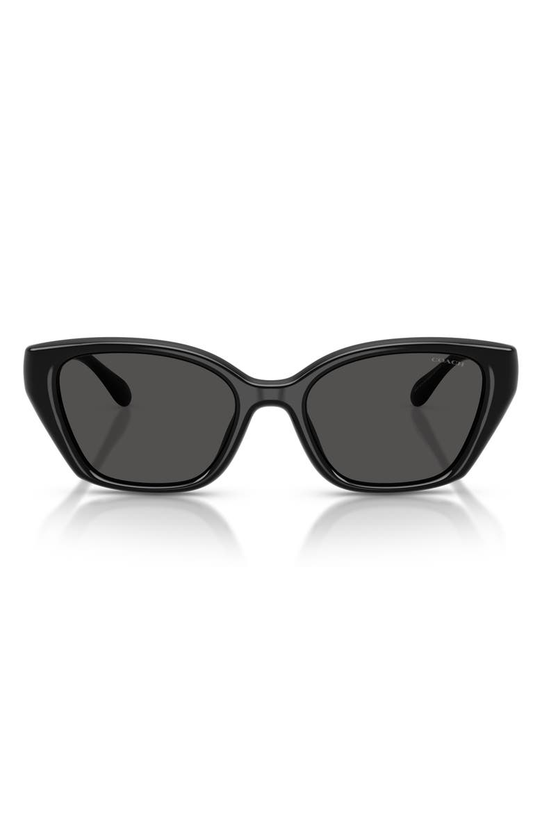 COACH 53mm Irregular Sunglasses, Main, color, Black / Grey Solid