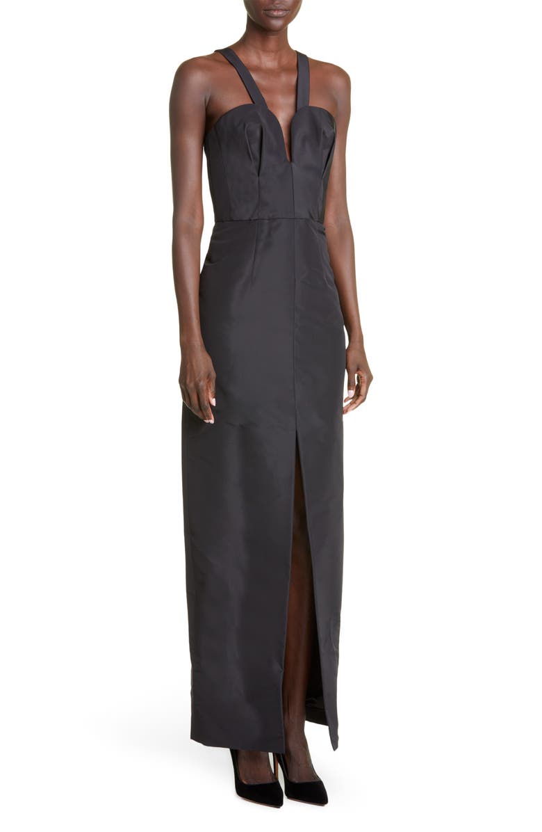 Carolina Herrera Plunge Neck Gown with Removable Overskirt, Alternate, color, 