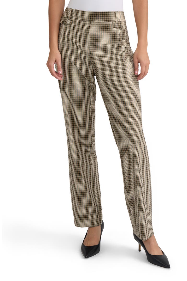 Houndstooth High Waist Pants, Main, color, NATURAL CAMEL MULTI