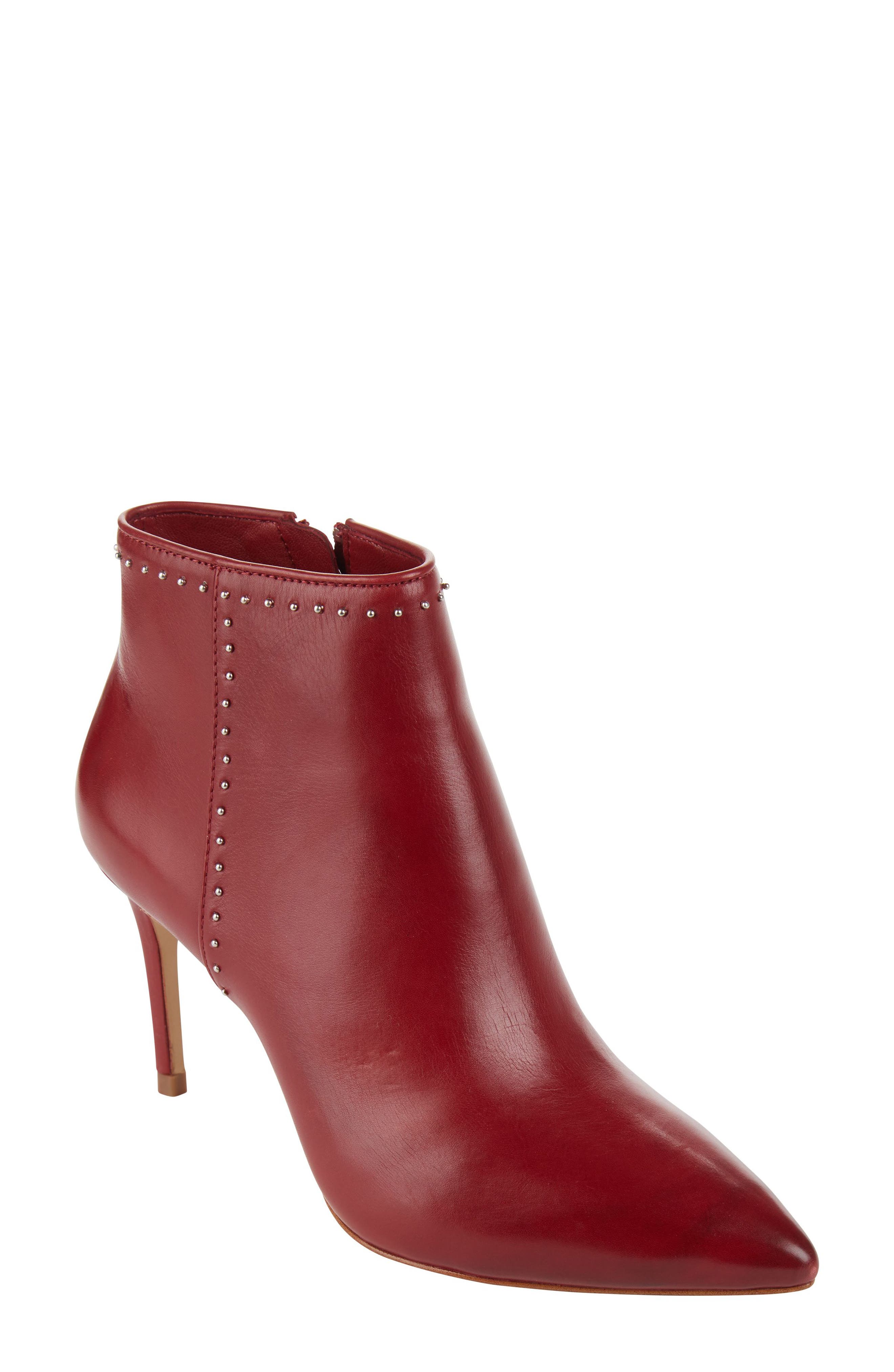 Donna Karan Lizzy Studded Bootie, Main, color, DEEP RED LEATHER