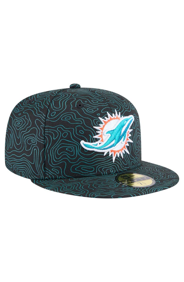New Era Men's New Era Black Miami Dolphins Geo 59FIFTY Fitted Hat, Alternate, color,