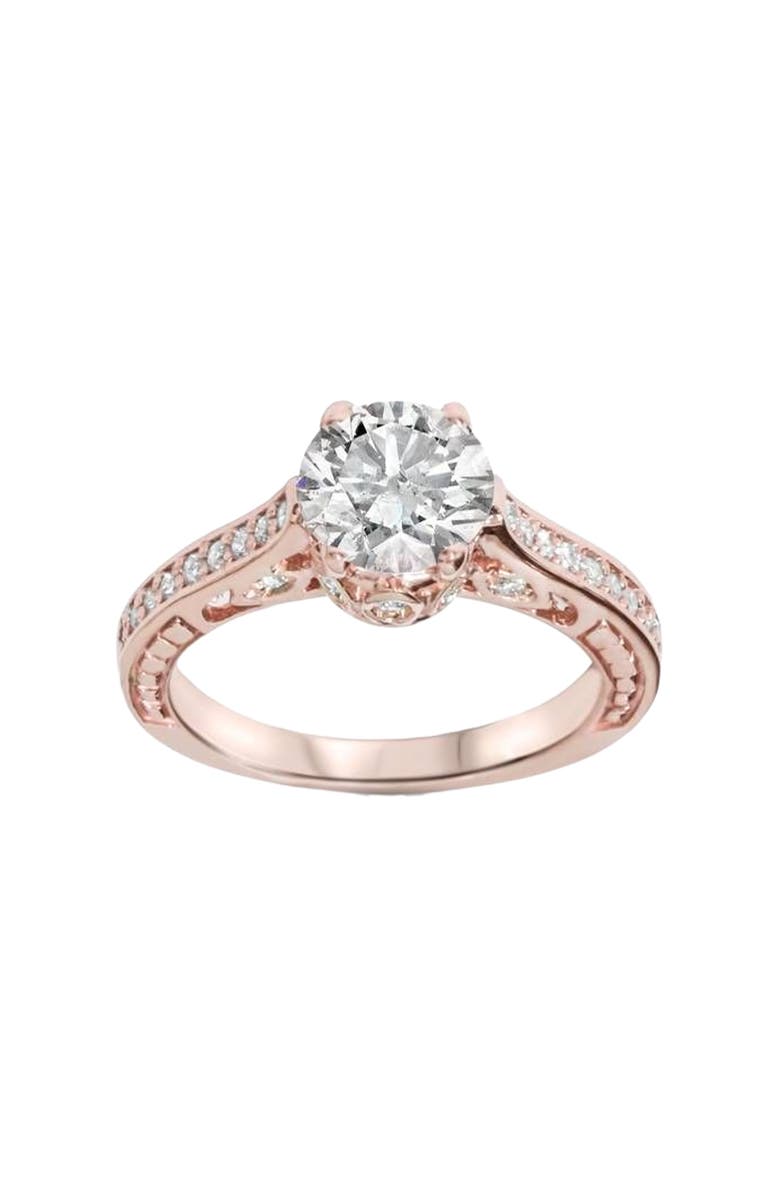 Bliss Diamond 1 1/4Ct Gold Diamond (1ct center) Lab Grown Deco Engagement Ring 14K, Main, color, 