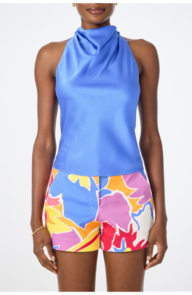 Trina Turk Lanika Satin Cowl Neck Halter Top, Alternate, color, Beach Ball Blue