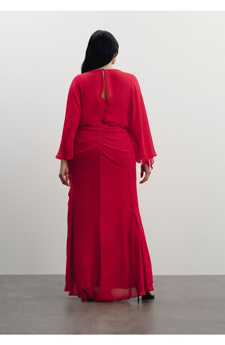 11 Honoré Sheer Draped Gown, Alternate, color, Flame Scarlet