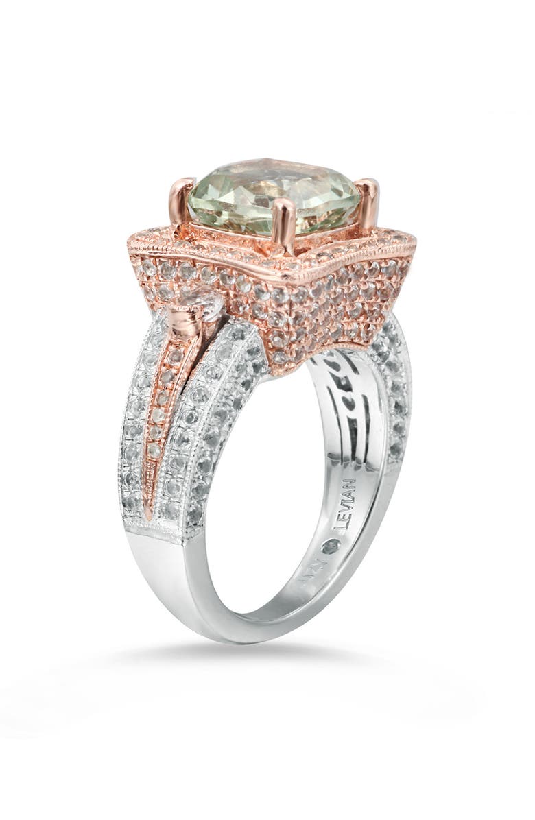 SUZY LEVIAN Green & White Topaz Two-Tone Ring, Alternate, color, Silver/ Green