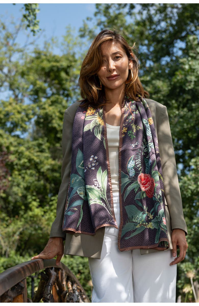 Elizabetta Sara - Long Satin Silk Scarf for Women, Alternate, color, Chocolate