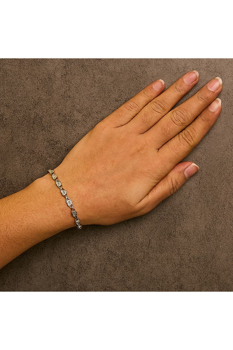 Silver Diamond Accent Heart Link Bracelet - 7.25", Alternate, color, White