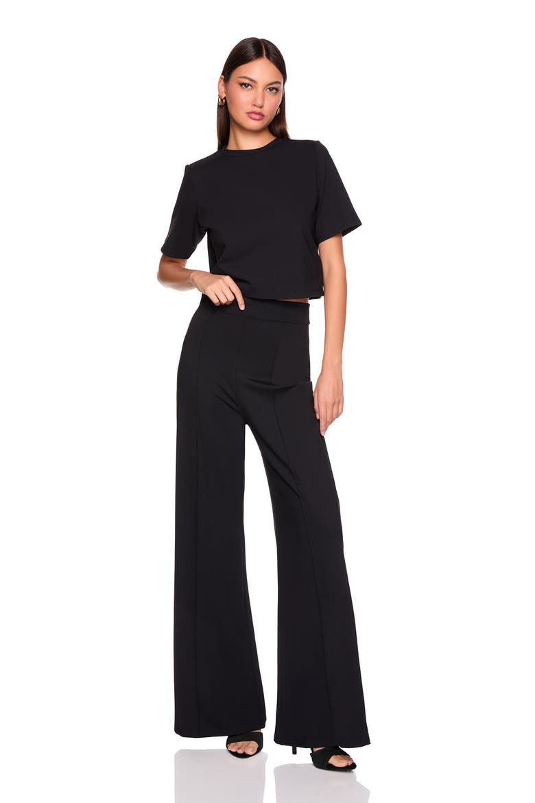 Flare Leg Seamed Pants, Alternate, color, BLACK