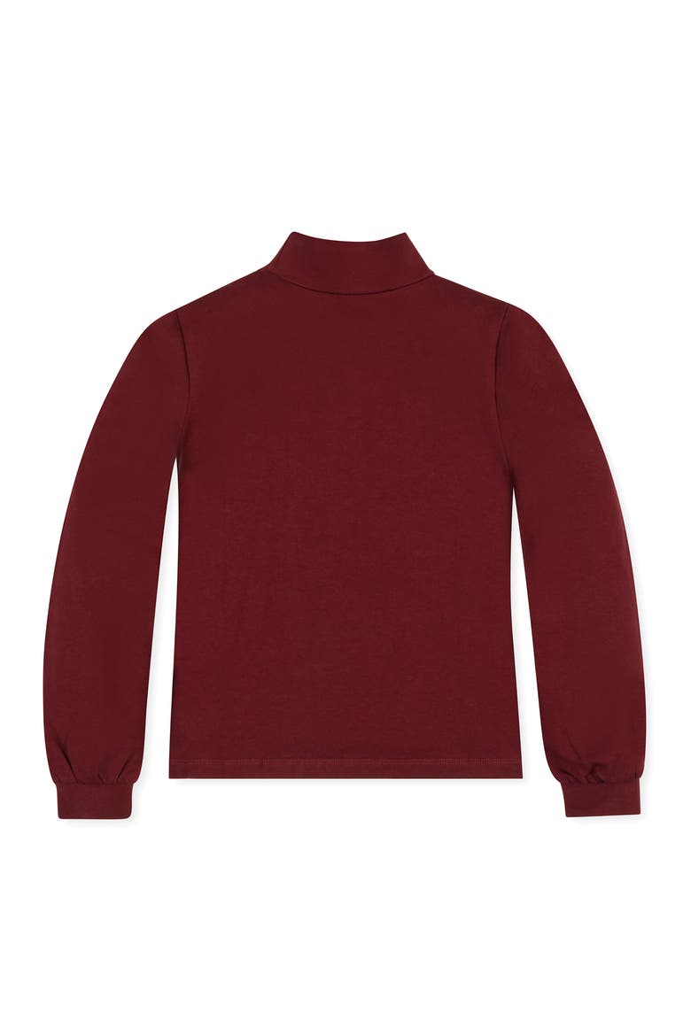 Kids' Organic Mock Neck Balloon Sleeve Knit Top, Alternate, color, Oxblood