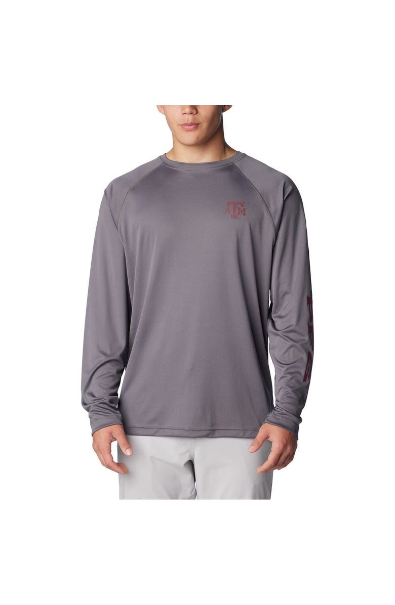 Columbia Men's Columbia Charcoal Texas A&M Aggies Terminal Tackle Omni-Shade Raglan Long Sleeve T-Shirt, Main, color, Charcoal