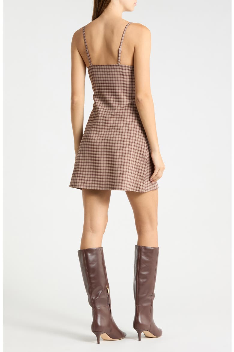 Plaid Cami A-Line Minidress, Alternate, color, TAUPE BROWN