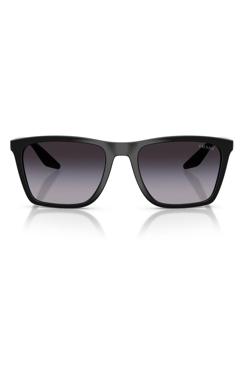 Prada Linea Rossa 56mm Pillow Sunglasses, Main, color, Black / Grey Gradient