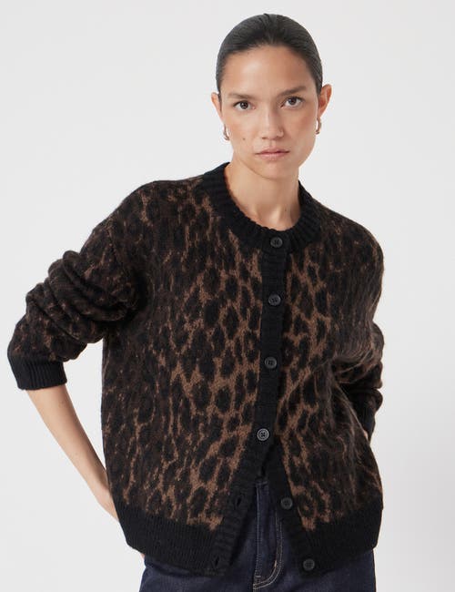 Hush Animal Jacquard Cardigan With Mohair In Brown