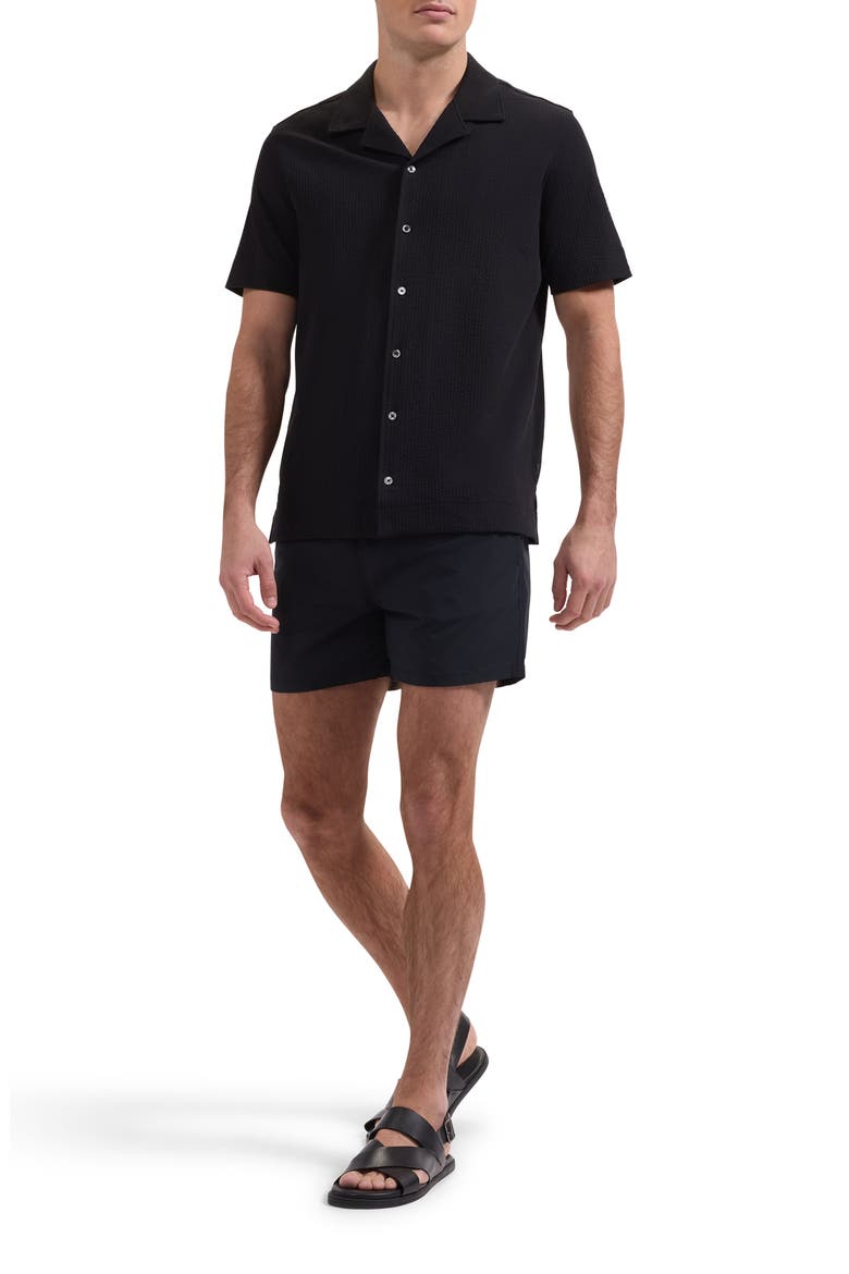 Seersucker Camp Shirt, Alternate, color, BLACK