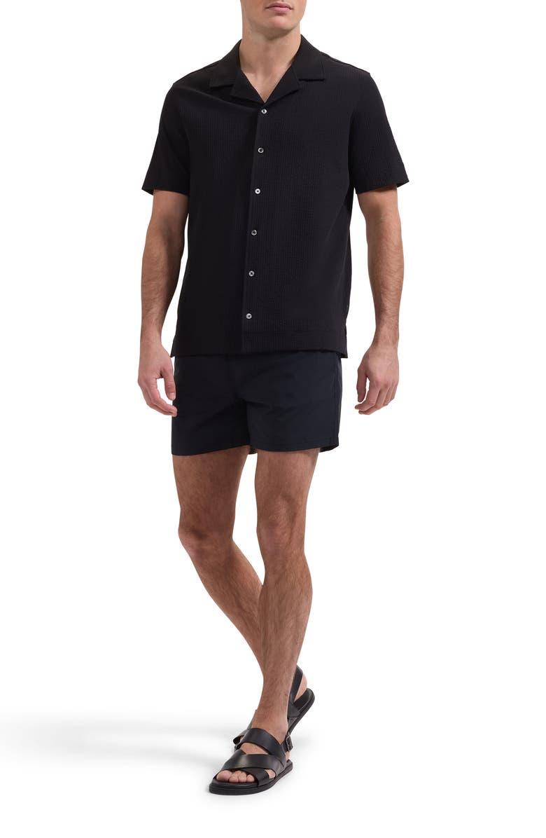 Bugatchi Seersucker Camp Shirt, Alternate, color, Black