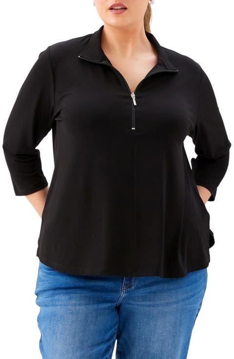 Half Zip Travel Jersey Top (Plus)