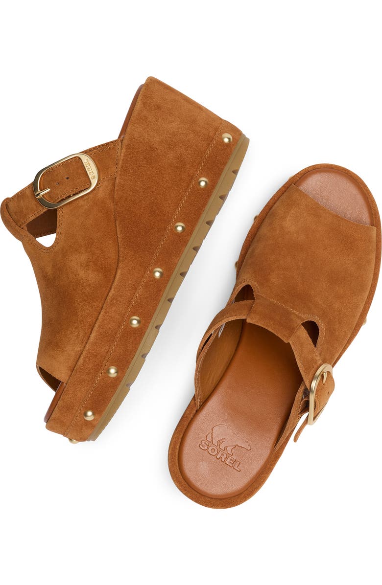 SOREL Sunpeak Studded Platform Wedge Sandal, Alternate, color, Iced Tea/ Gum